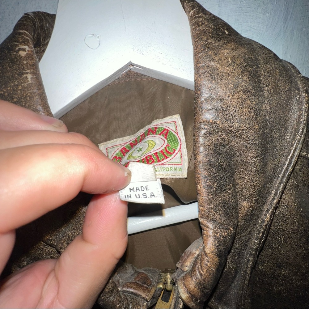 23x24 Vintage Banana Republic Leather Jacket Brown Size 40 - Picture 7 of 9